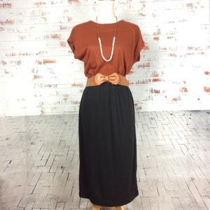 Jean Leslie 70's Rust & Black Color Block Dress